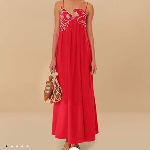 Farm Rio Red Fish Top Maxi Dress